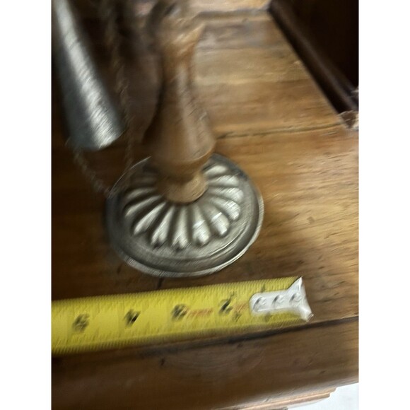 Vintage Dilly Wood and Cast Metal Candle Holder Chain Snuffer with Candle - Picture 5 of 5